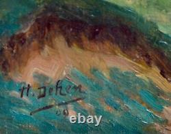 Tableaux anciens, Trois huiles de paysage daté 1909, signature a déchiffré