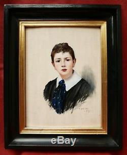 Tancrède BASTET peintre Grenoble tableau portrait jeune garçon enfant huile