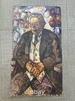 Très Belle Peinture 1960 Huile Sur Bois Maurice Vagh-Weinmann Portrait Homme