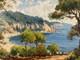 Très Belle Peinture Huile Sur Carton Mer Méditerranée Corse 1950 Carbonell