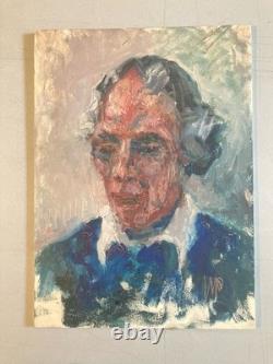 Très Belle Peinture Huile sur panneau bois Homme Portrait 1960 Ancien Signé Art