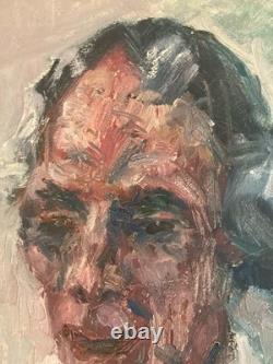 Très Belle Peinture Huile sur panneau bois Homme Portrait 1960 Ancien Signé Art