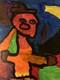 Tr&egrave;s Belle Peinture Panneau Bois Art Brut Outsider Portrait 1980 A Identifier