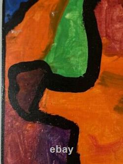 Très Belle Peinture Panneau Bois Art Brut Outsider Portrait 1980 A Identifier