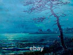 Trés beau petit tableau marine à l'huile sur bois 26x14 cm signé