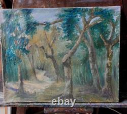 Très belle huile paysage sous bois signé, postimpressionnisme