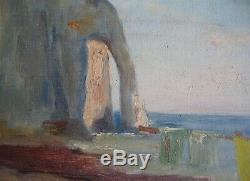 Très rare sujet & époque Marine Bateau Etretat Impressionnisme proche Monet 1900