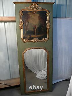Trumeau louis XV huile toile glace 18 e siècle bois doré tableau pierglass Holz