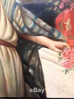 V1870 Peinture romantique italienne Huile Romantic Oil Painting italian 19th