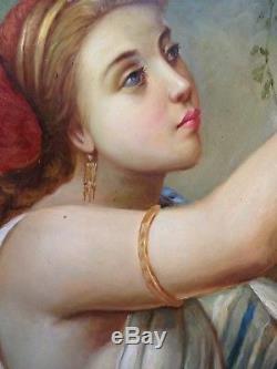 V1870 Peinture romantique italienne Huile Romantic Oil Painting italian 19th
