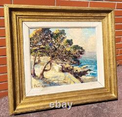 VAN DEN BUSSCHE 2 Tableaux Paysage. Peinture huile sur panneau de bois signé