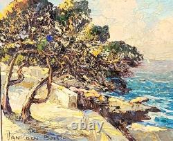 VAN DEN BUSSCHE 2 Tableaux Paysage. Peinture huile sur panneau de bois signé