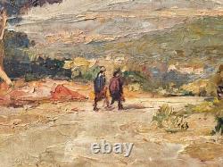 VAN DEN BUSSCHE 2 Tableaux Paysage. Peinture huile sur panneau de bois signé