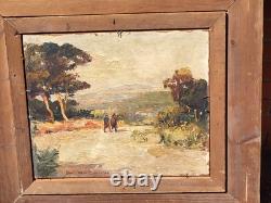 VAN DEN BUSSCHE 2 Tableaux Paysage. Peinture huile sur panneau de bois signé