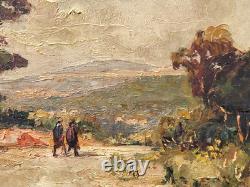 VAN DEN BUSSCHE 2 Tableaux Paysage. Peinture huile sur panneau de bois signé