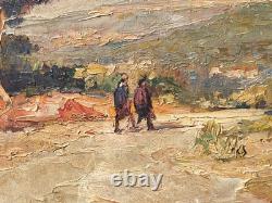 VAN DEN BUSSCHE 2 Tableaux Paysage. Peinture huile sur panneau de bois signé