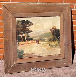 VAN DEN BUSSCHE 2 Tableaux Paysage. Peinture huile sur panneau de bois signé