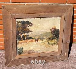 VAN DEN BUSSCHE 2 Tableaux Paysage. Peinture huile sur panneau de bois signé