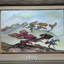 VAN DER LOO (1911-1996) huile sur toile et BoisComposition abstraite créatures
