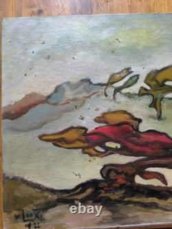 VAN DER LOO (1911-1996) huile sur toile et BoisComposition abstraite créatures