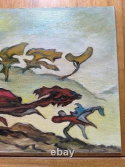 VAN DER LOO (1911-1996) huile sur toile et BoisComposition abstraite créatures