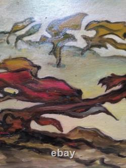 VAN DER LOO (1911-1996) huile sur toile et BoisComposition abstraite créatures