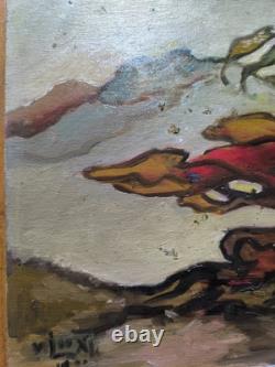 VAN DER LOO (1911-1996) huile sur toile et BoisComposition abstraite créatures