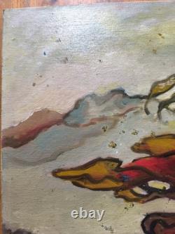 VAN DER LOO (1911-1996) huile sur toile et BoisComposition abstraite créatures