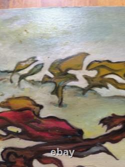 VAN DER LOO (1911-1996) huile sur toile et BoisComposition abstraite créatures