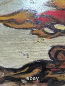 VAN DER LOO (1911-1996) huile sur toile et BoisComposition abstraite créatures