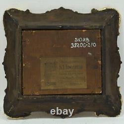 Vers 1800-1850 Peinture à l'huile ancienne Paysage avec des bâtiments 32x30cm