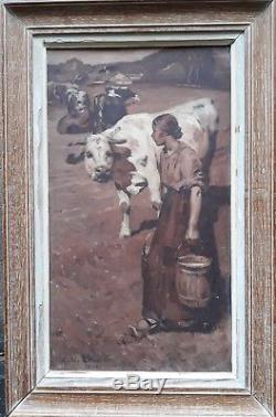 Victor Lhomme Gardienne Vaches Jeune Femme Paysage Francais Tableau Peinture 19e