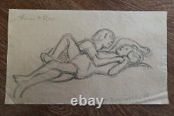 Victor Prouvé- dessin original Thérèse et René ses deux enfants -1920- Nancy