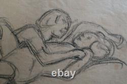 Victor Prouvé- dessin original Thérèse et René ses deux enfants -1920- Nancy