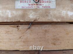 Vieille Scène de Port italienne avec Voiliers, Marina, Peinture à Huile signée