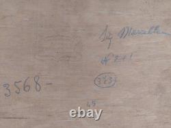 Vieille Scène de Port italienne avec Voiliers, Marina, Peinture à Huile signée