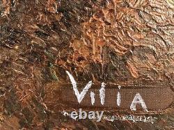 Vilia, paysage de sous-bois. Grande huile sur toile XXe