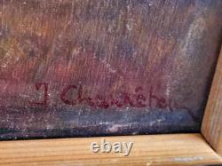 Vintage, Huile Sur Planche De Bois, Tableau Nature Morte Fleurs Signé