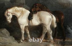 Wouterus I VERSCHUUR tableau chevaux cheval peintre hollandais paysage huile art