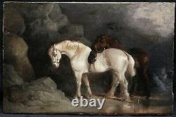 Wouterus I VERSCHUUR tableau chevaux cheval peintre hollandais paysage huile art