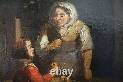 XIXe Siècle, Huile sur bois, Jeune fille et les pommes, Anonyme