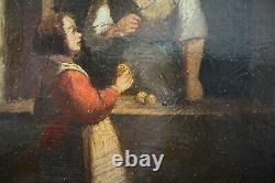 XIXe Siècle, Huile sur bois, Jeune fille et les pommes, Anonyme