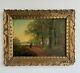 Xixème Barbizon Tableau Huile Panneau Bois Chemin En Sois Bois Femme Coiffée